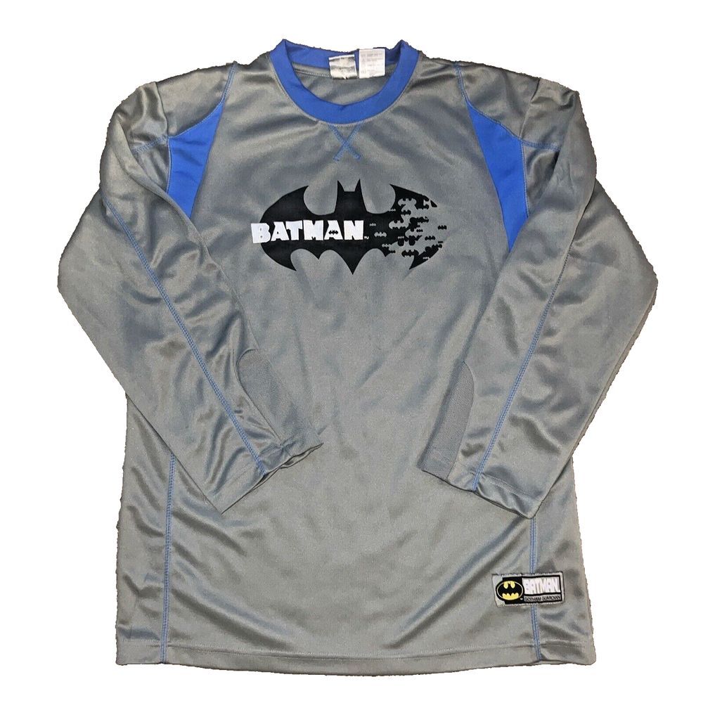 Batman DC Comics Crew Neck Long‎ Sleeve Gray & Blue Pullover Youth 18/20